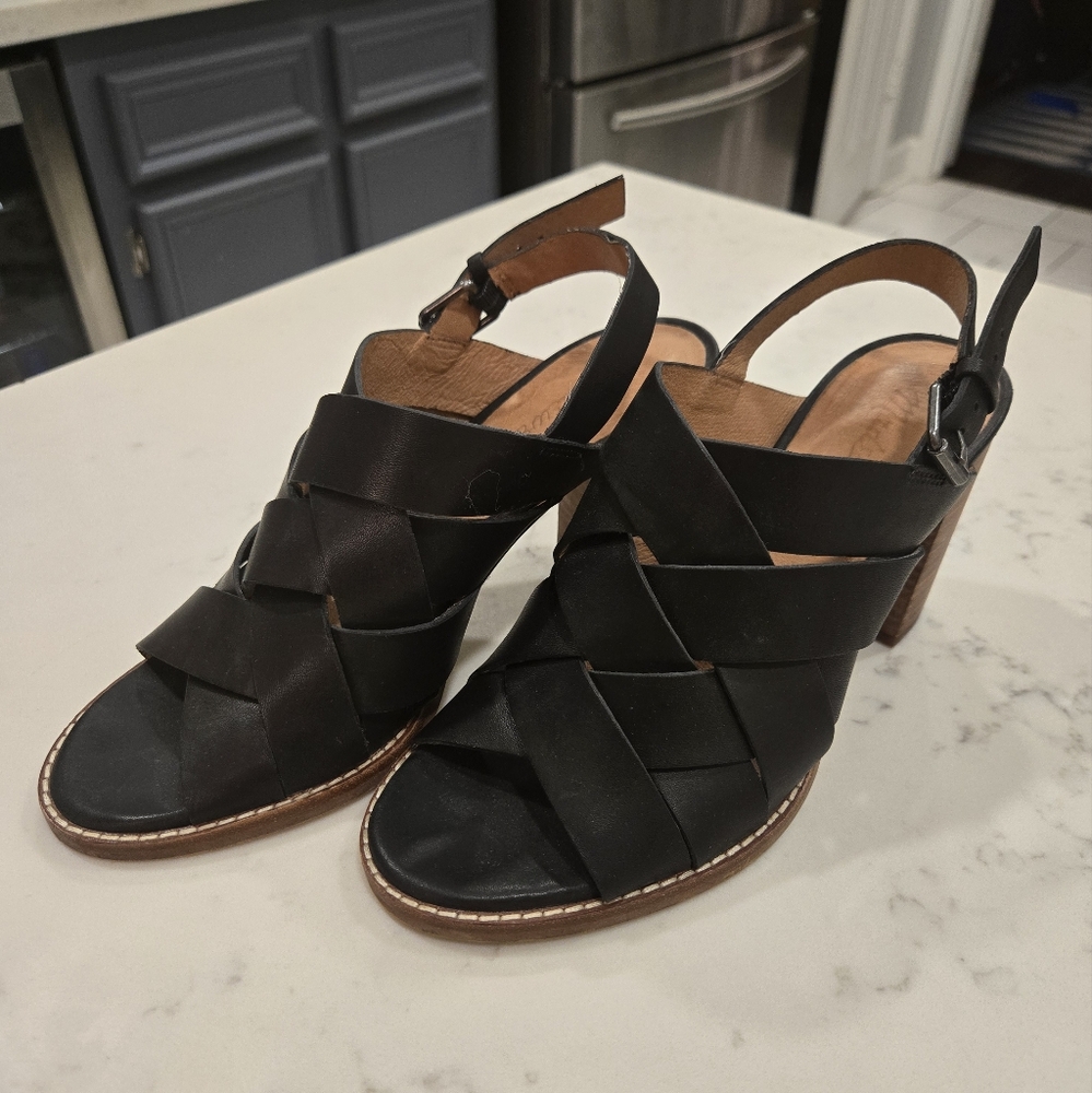 Madewell Leather Crisscross Chunky Heels